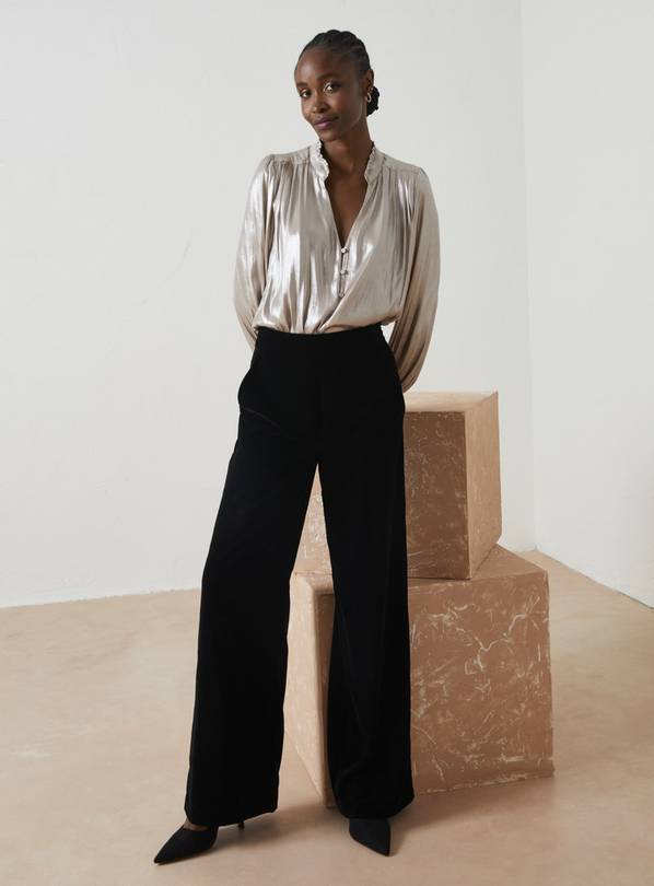 Buy FATFACE Wide Leg Velvet Trousers 10 | Trousers | Tu