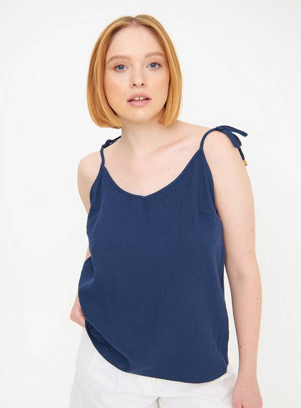 Navy V Neck Double Cloth Coord Cami Top 26