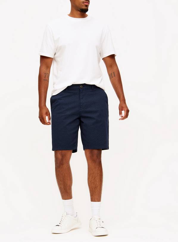 Navy Geo Print Shorts 38