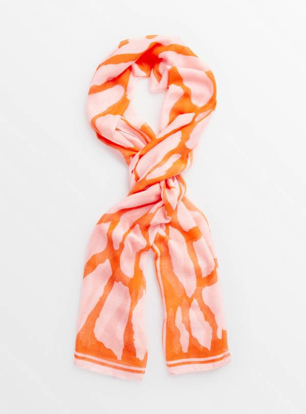 Buy Orange Print Scarf One Size, Scarves