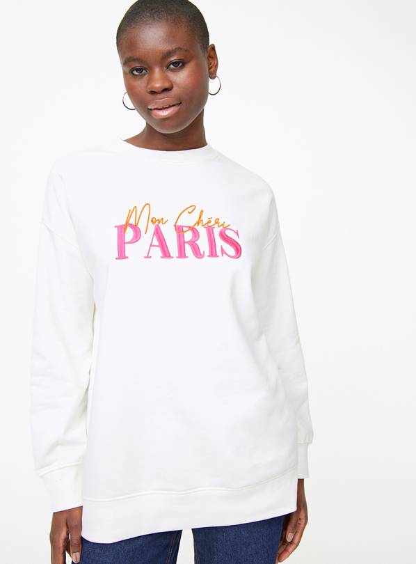 Cream Paris Embroidered Oversized Sweatshirt M