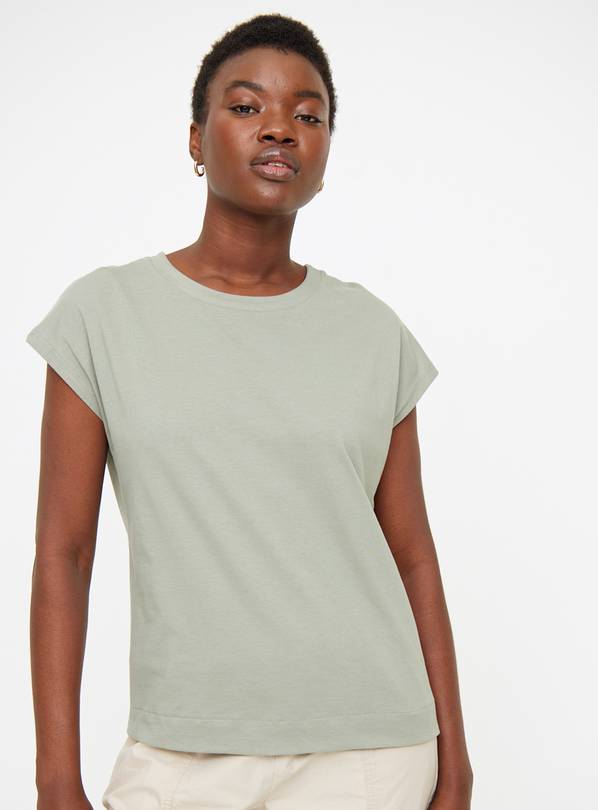 Buy Khaki Dropped Hem T-Shirt 10 | T-shirts | Argos