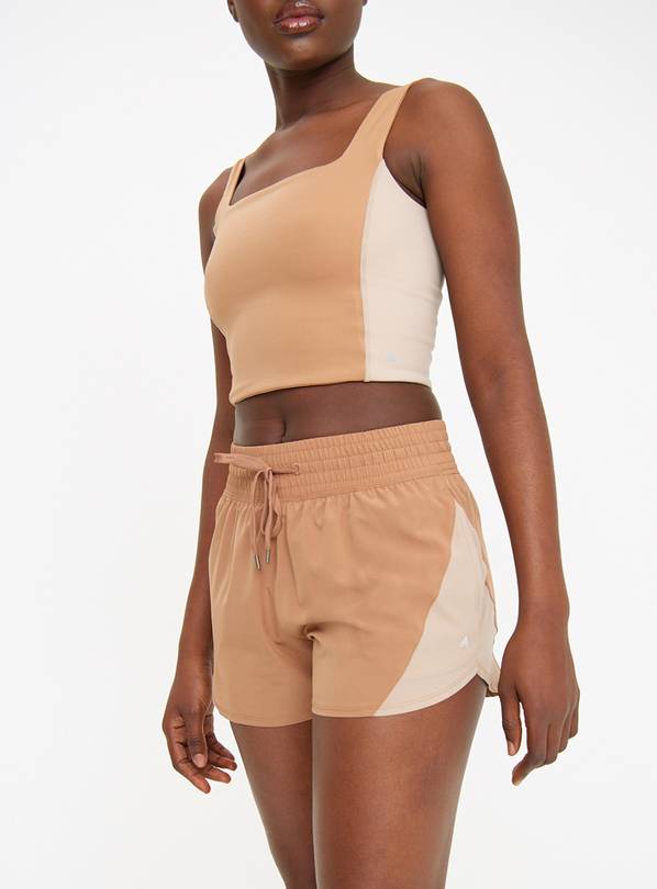 Active Neutral Colour Block Co-ord Nylon Shorts S