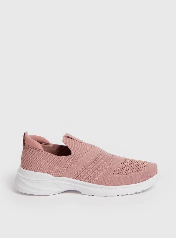 Pink Knitted Slip On Trainers  7