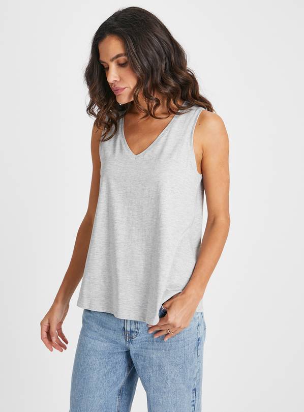 Grey Relaxed Fit Slub Vest Top 16