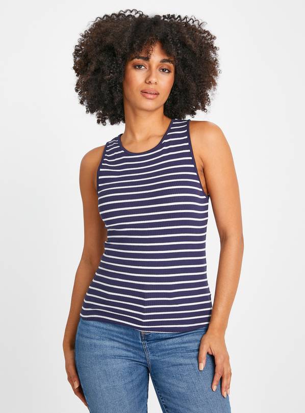 Navy Ribbed Stripe Vest Top 18