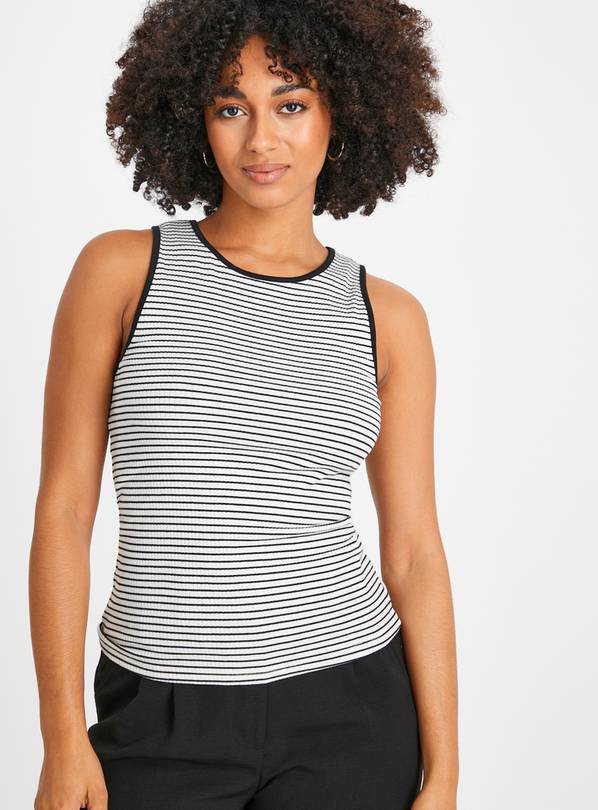 White Ribbed Stripe Vest Top 16