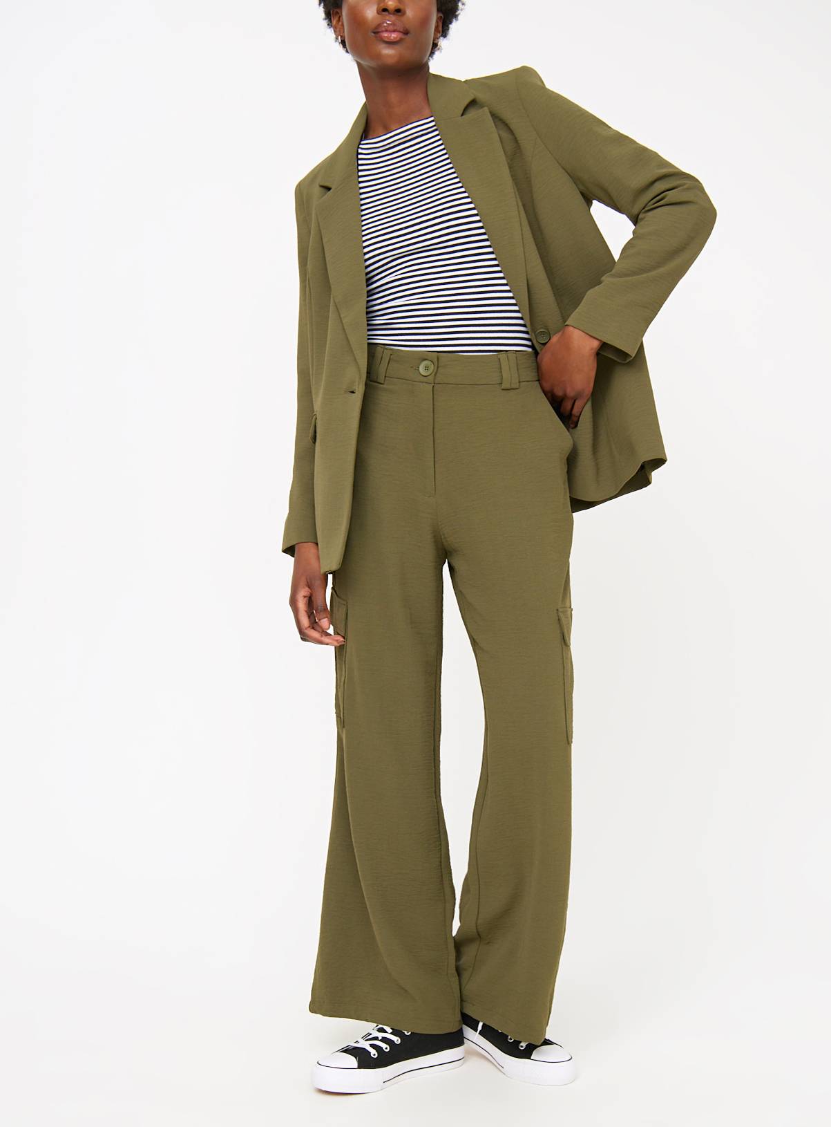 Khaki Tailored Airflow Wide Leg Coord Trousers  8 - Image 1