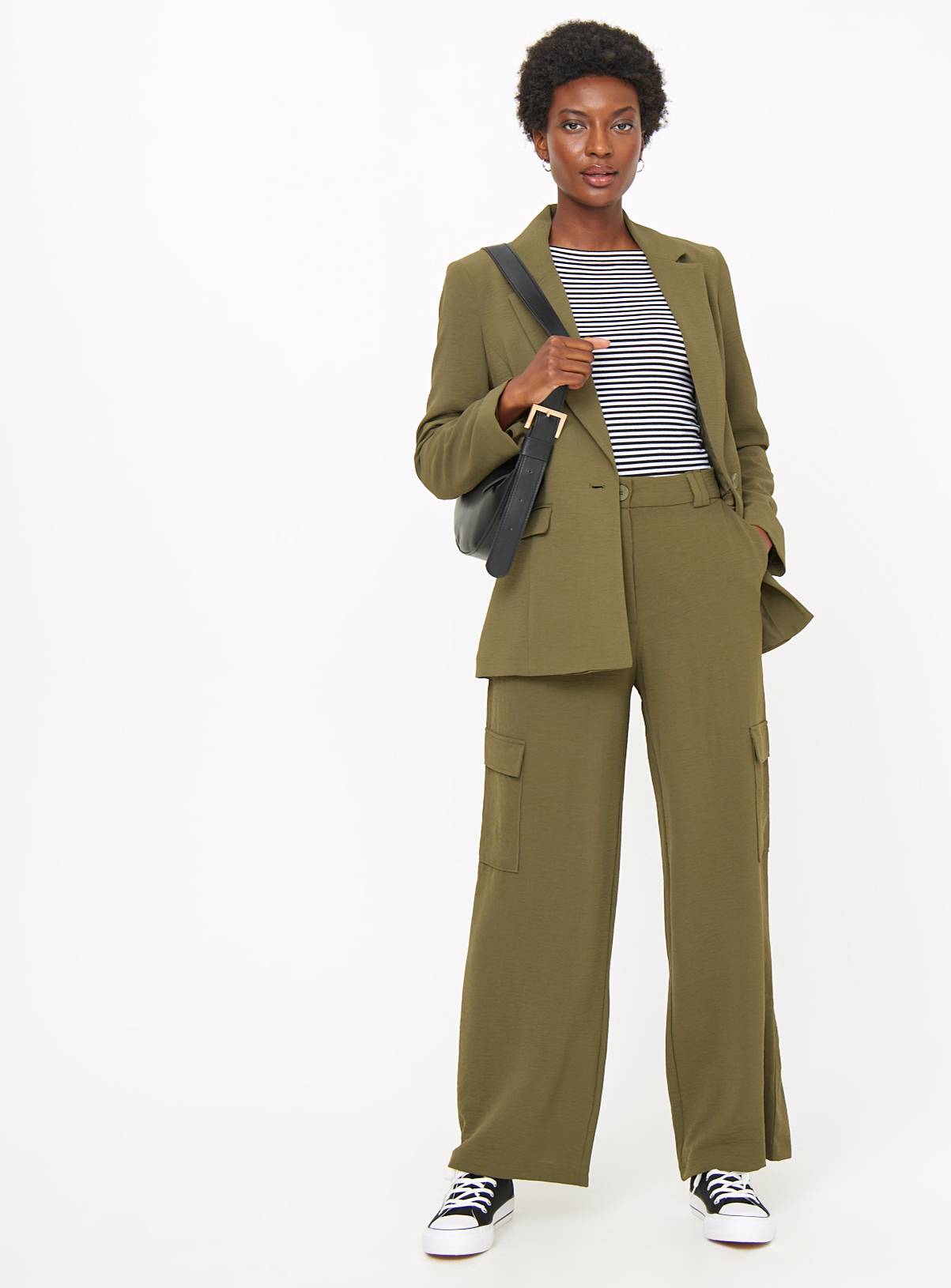 Khaki Tailored Airflow Wide Leg Coord Trousers  8 - Image 2