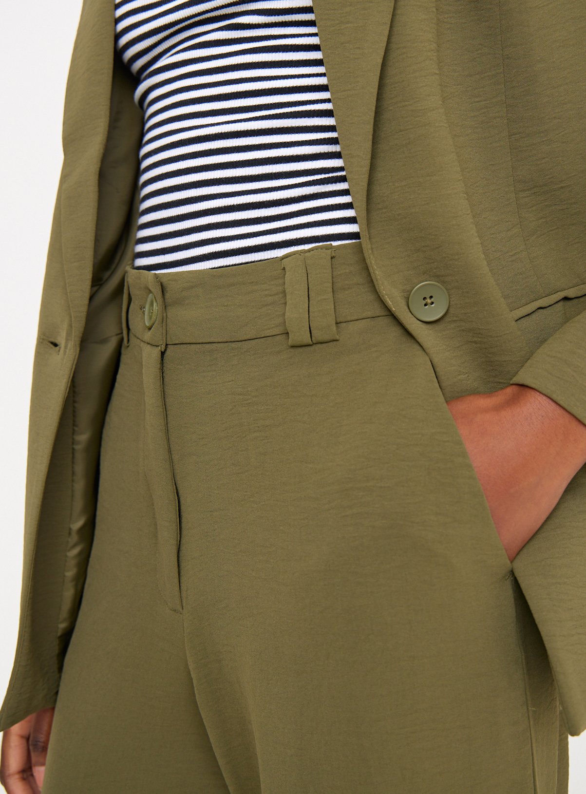 Khaki Tailored Airflow Wide Leg Coord Trousers  8 - Image 3 thumbnail
