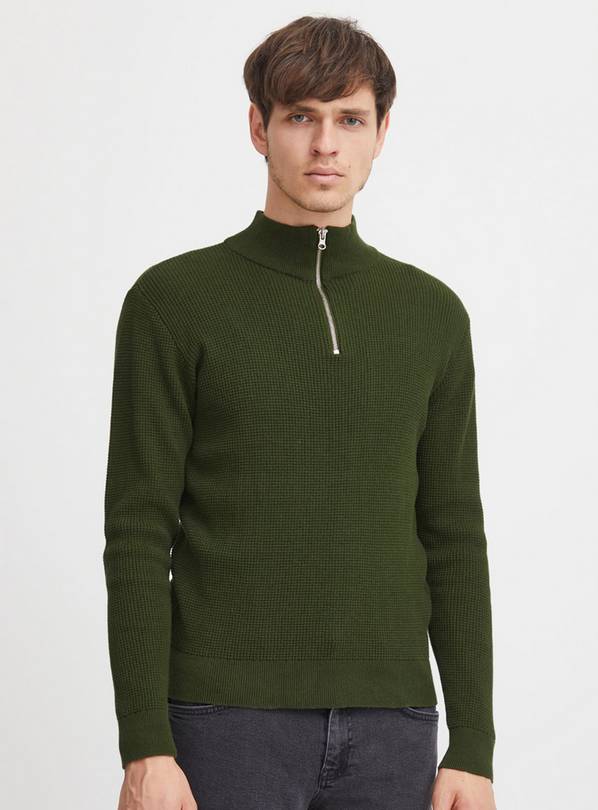 Buy CASUAL FRIDAY Khaki 1/4 Zip Knit XL | Jumpers and