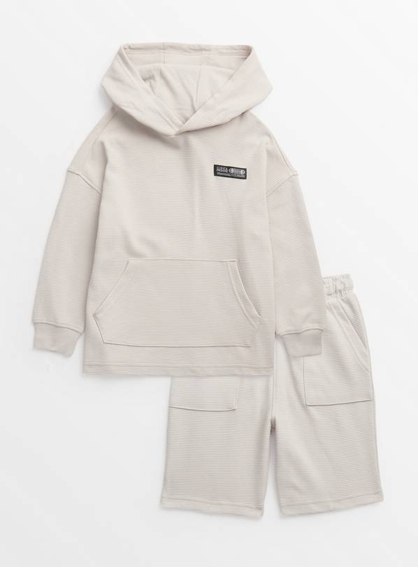 Buy Cream Ribbed Hoodie & Shorts Set 5 years Jumpers and hoodies Argos