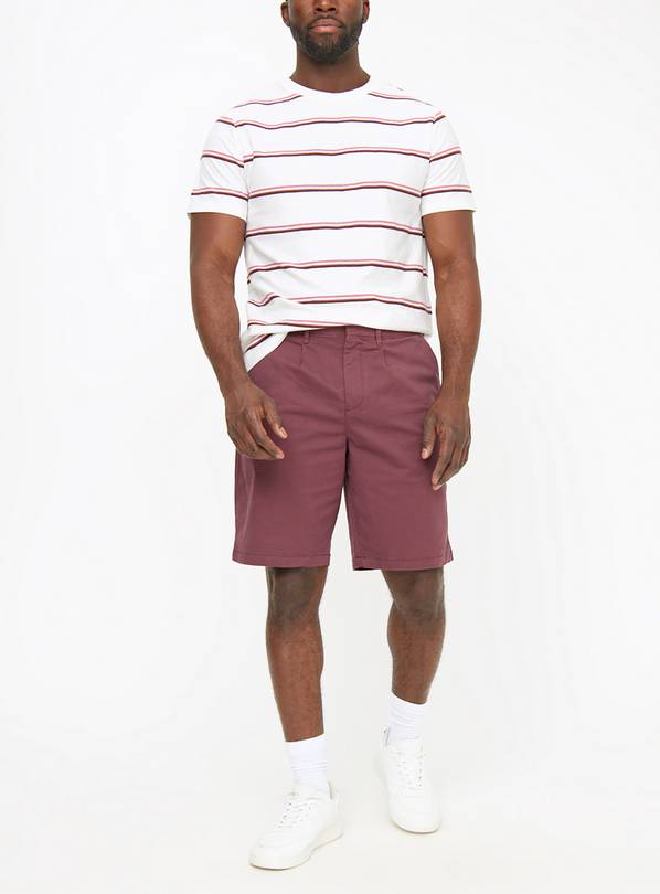 Purple Pleat Front Chino Shorts 36
