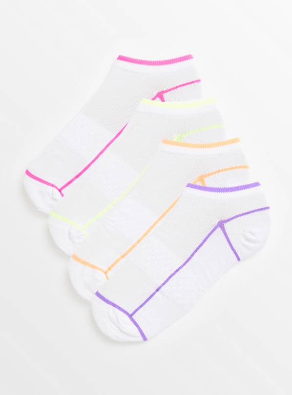 Neon Microfibre Sport Trainer Socks 4 Pack 4-8