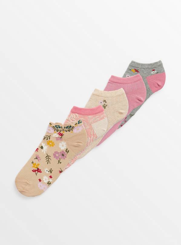 Floral Trainer Socks 5 Pack 4-8