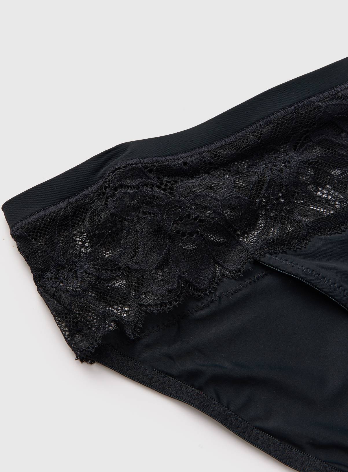 Black Floral Lace High Leg Knickers 6 - Image 3