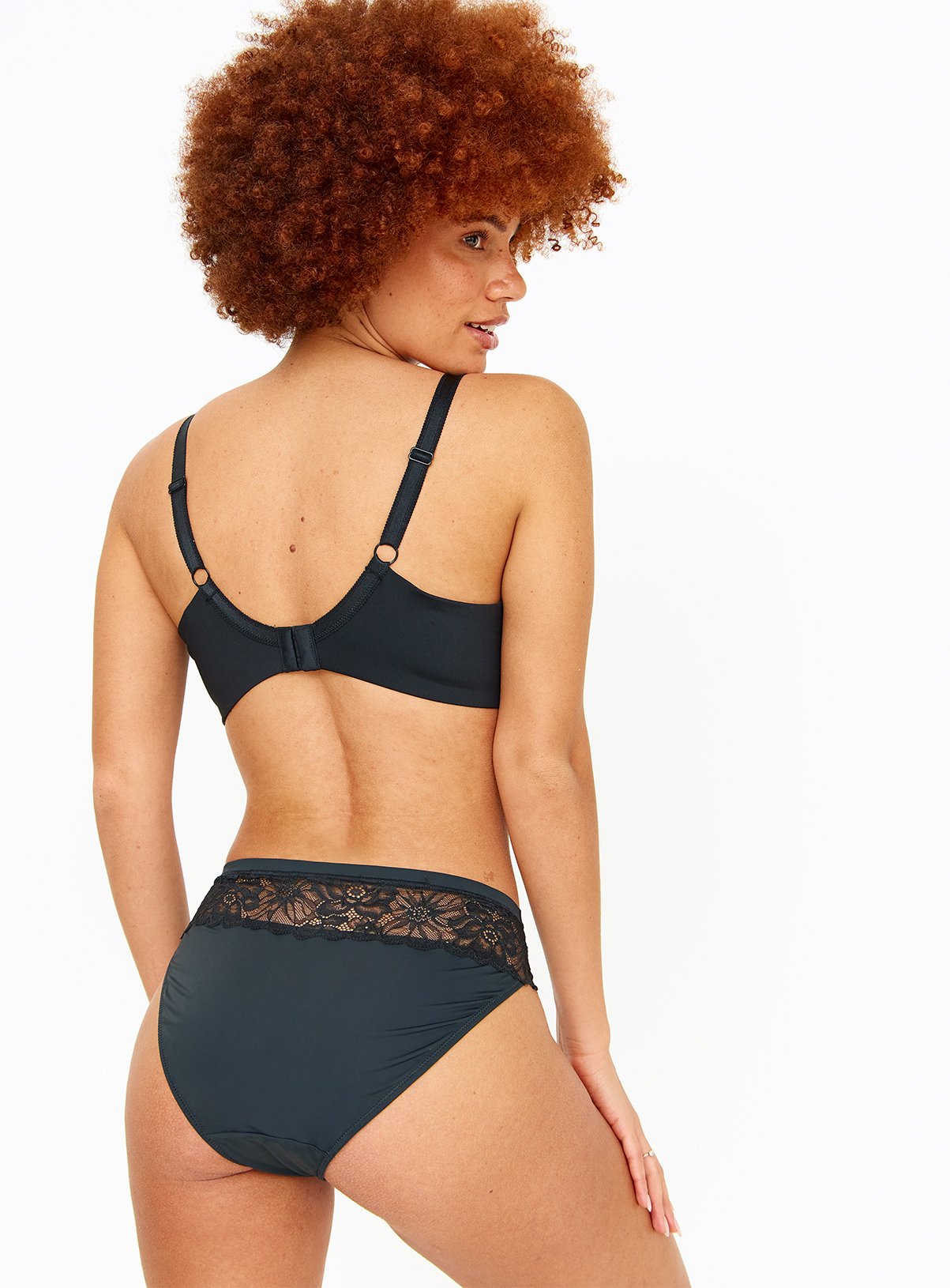 Black Floral Lace High Leg Knickers 6 - Image 4 thumbnail