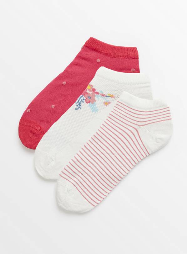 Floral Mesh Trainer Sock 3 Pack 4-8