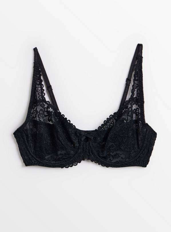 Buy Black Lace Full Cup Underwired Bra 44C Bras Argos