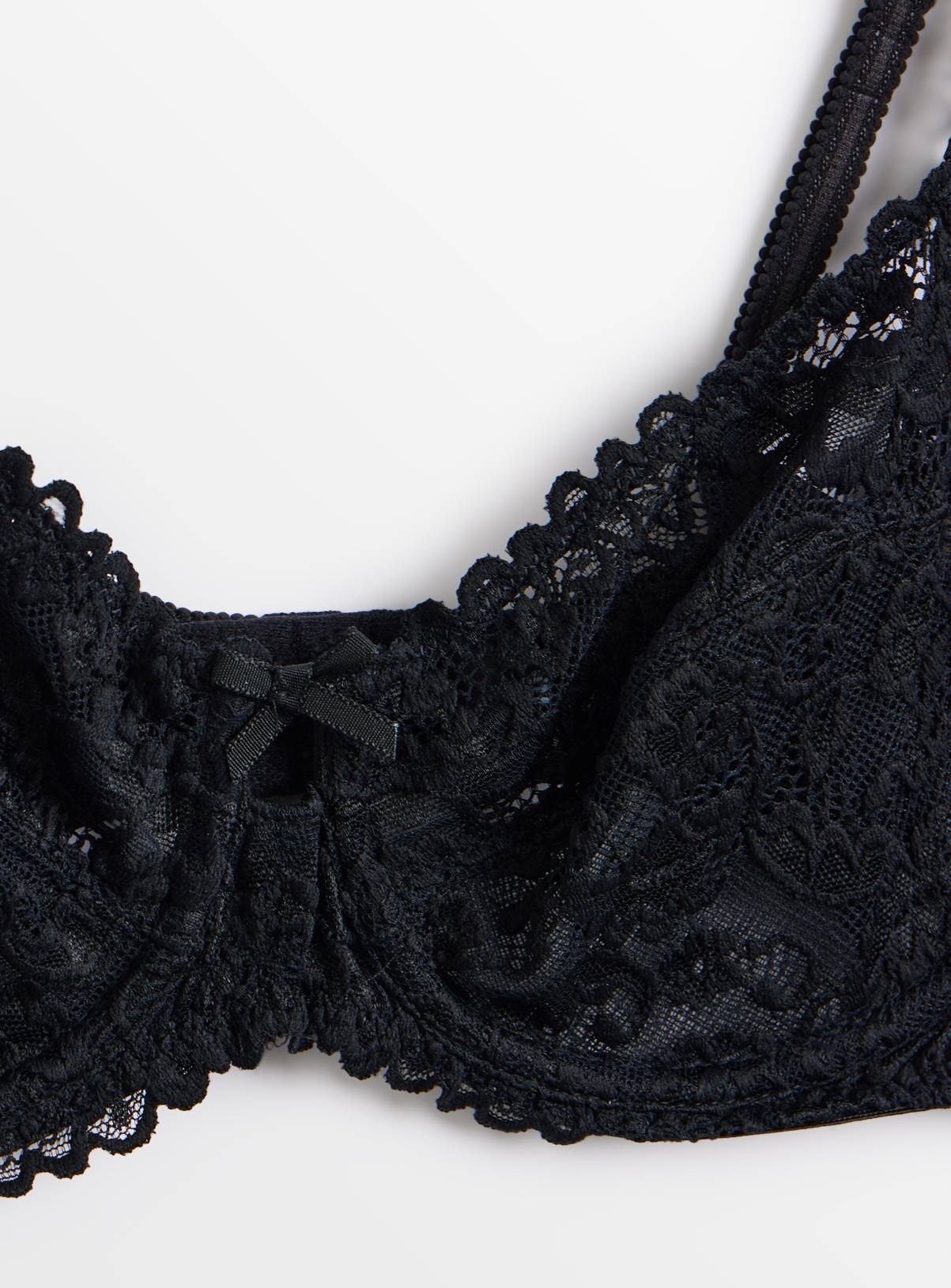 Black Floral Lace Underwired Full Cup Bra 32C - Image 3
