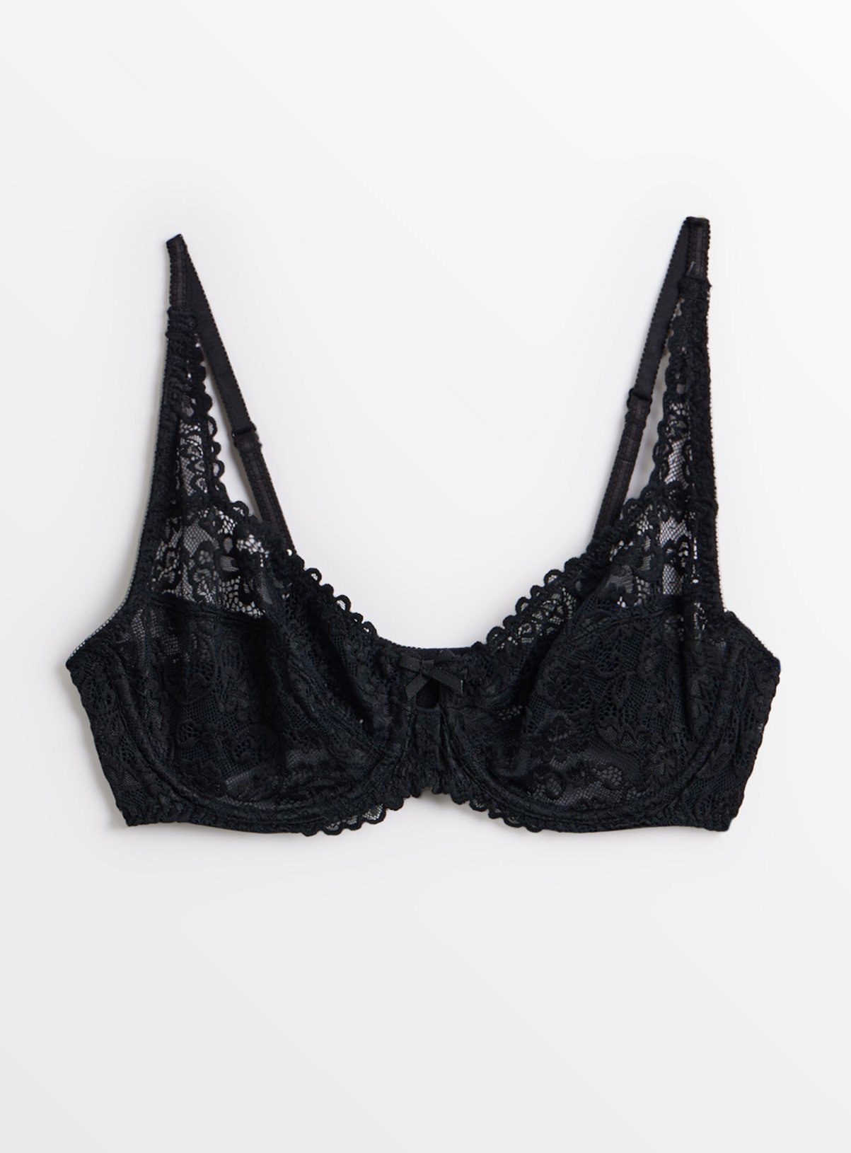 Black Floral Lace Underwired Full Cup Bra 40E - Image 2 thumbnail