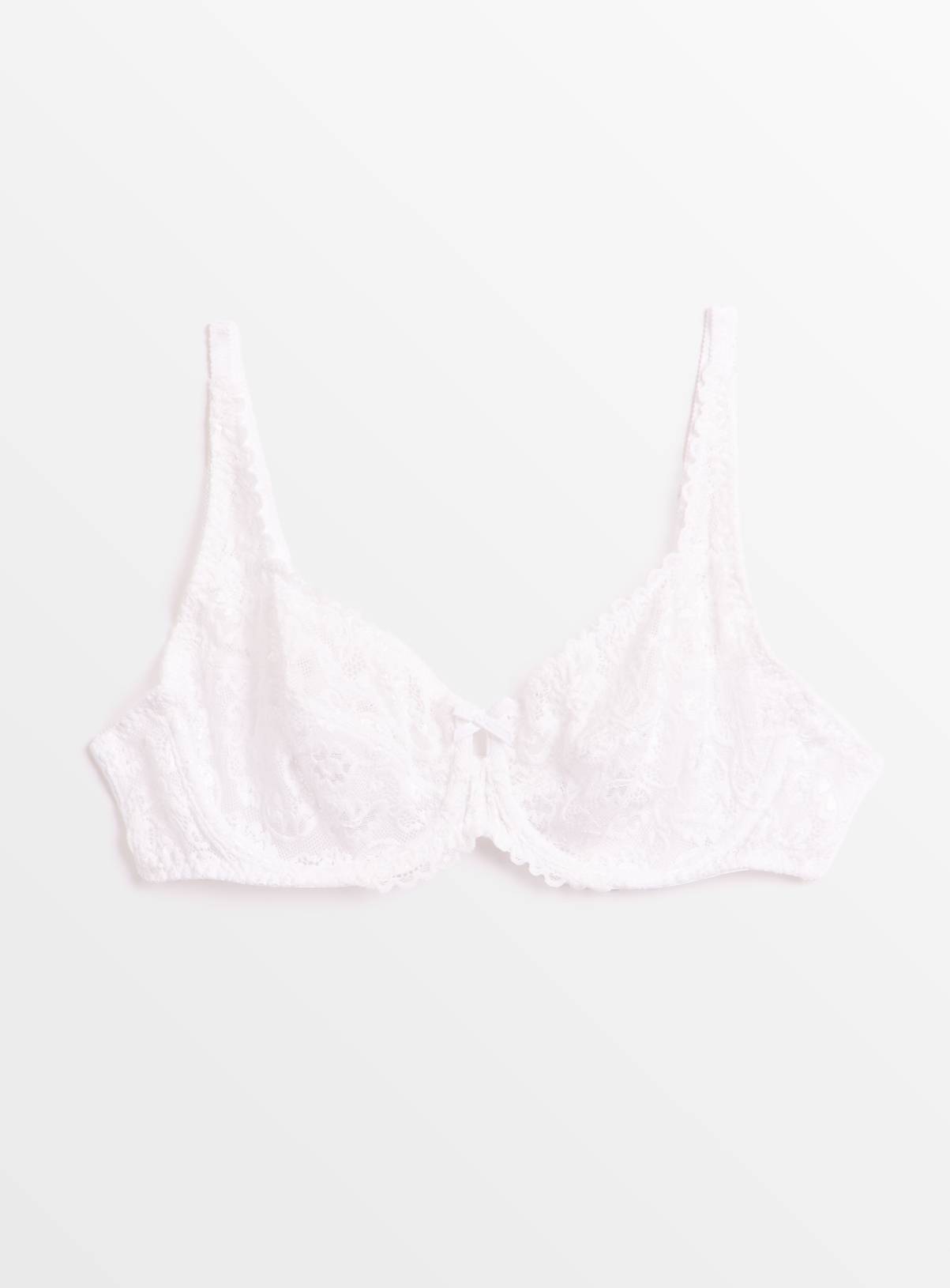White Floral Lace Full Cup Underwired Bra 34E - Image 2