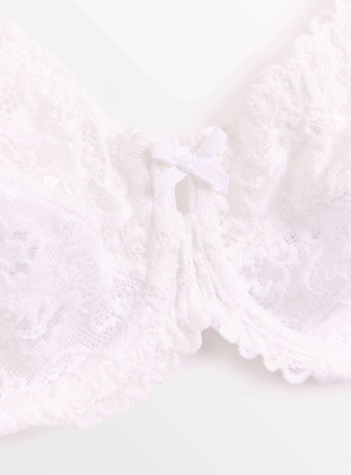 White Floral Lace Full Cup Underwired Bra 34E - Image 3