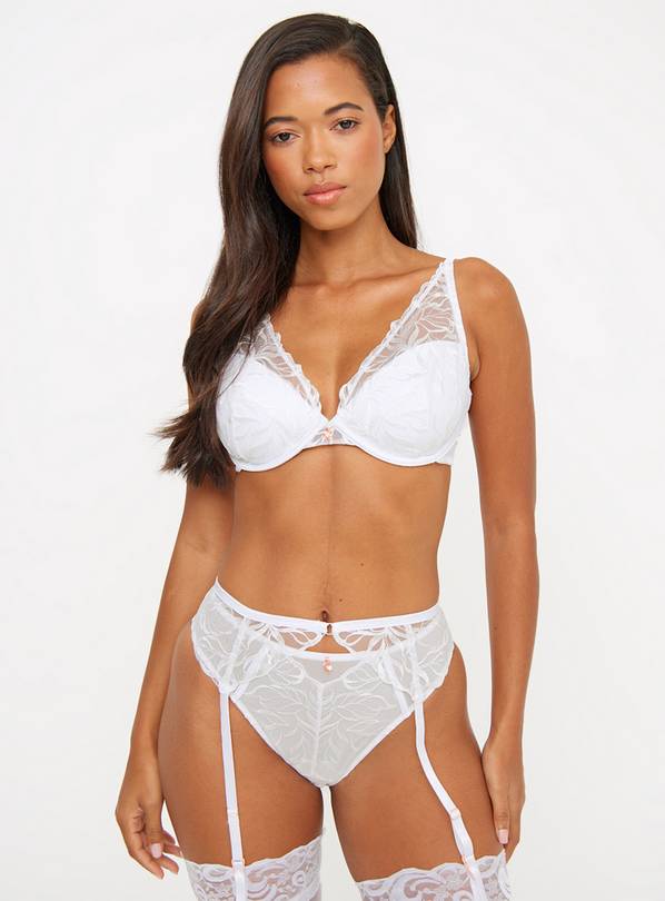 Ivory Bridal Leaf Lace Padded Underwired Bra  38D