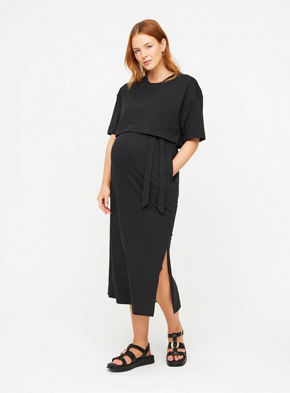 MATERNITY Black Nursing T-Shirt Dress 22