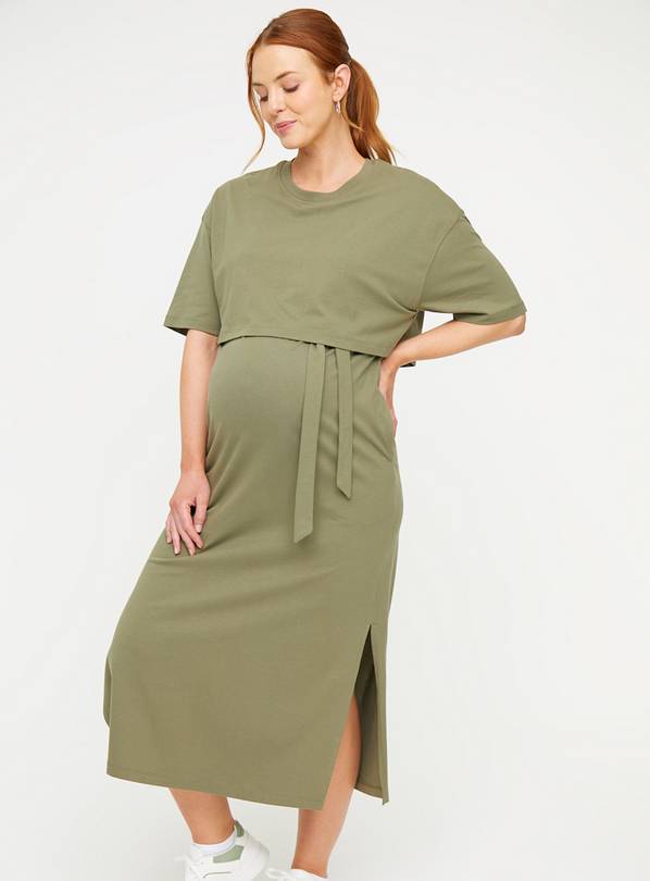 MATERNITY Khaki Nursing T-Shirt Dress 22