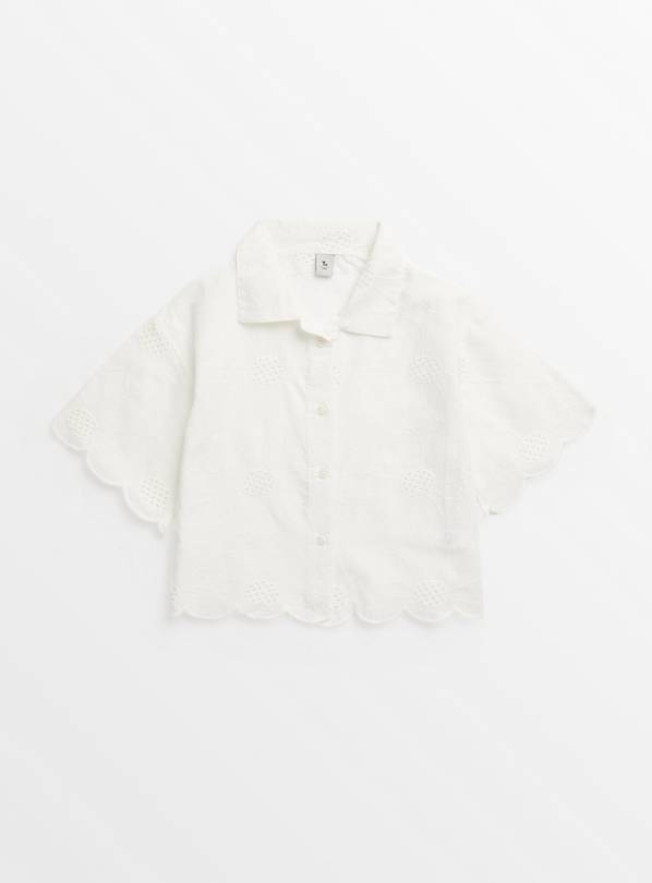 White Scallop Edge Woven Shirt 12 years