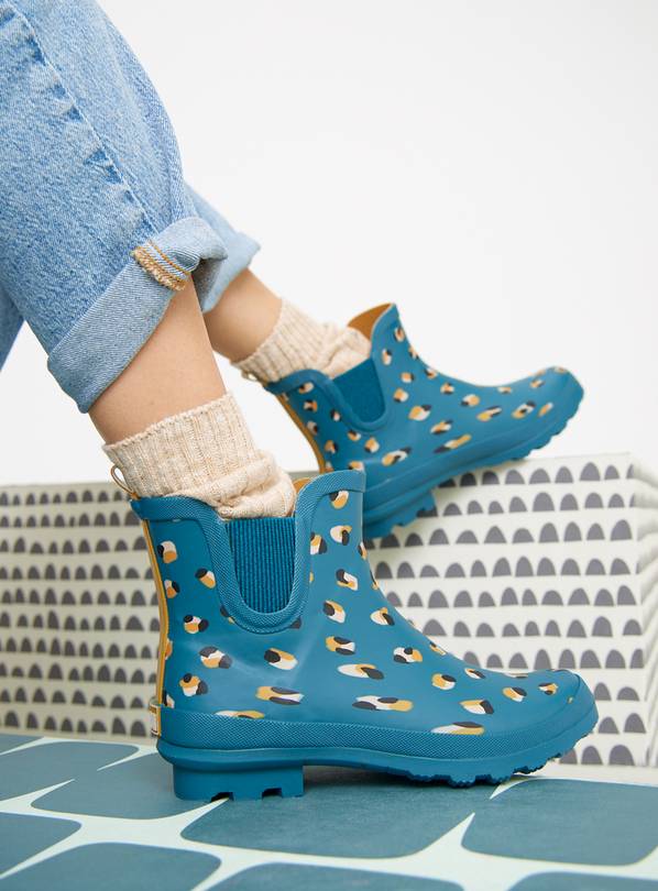 Tu X Scion Teal Leopard Dots Ankle Wellies 7