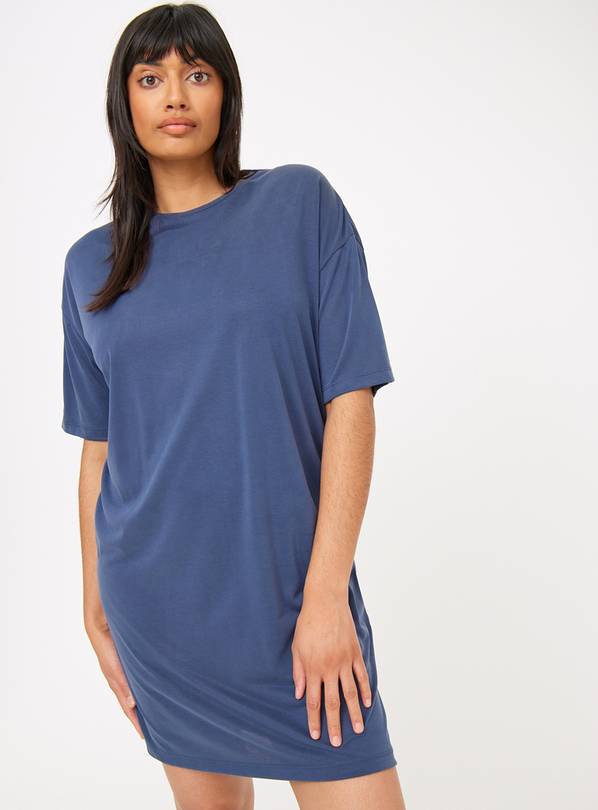 Navy Cupro T-Shirt Dress 8