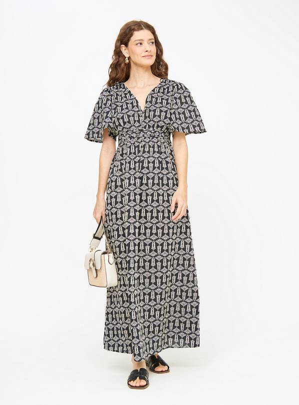 Monochrome Palm Print Maxi Dress 10L