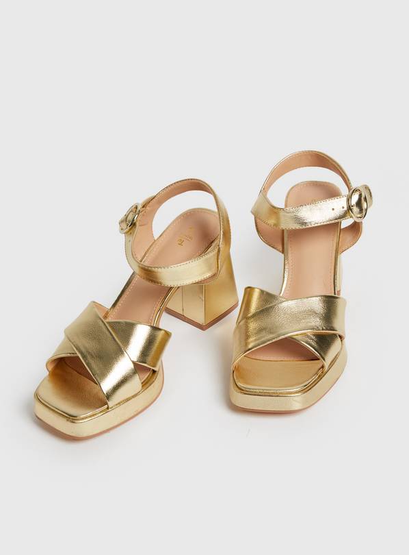 Buy Gold Cross Front Platform Sandals 6 | Sandals | Tu