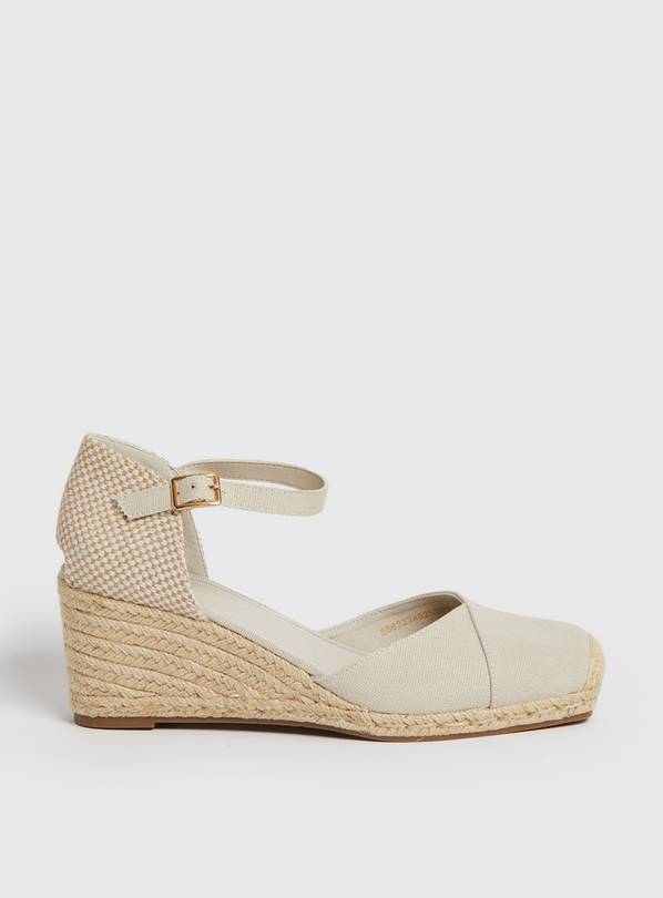 Beige Espadrille Wedge Sandals 6