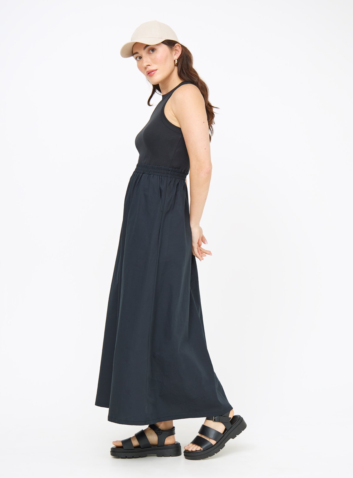 Black Midaxi Poplin Dress 12 - Image 1 thumbnail
