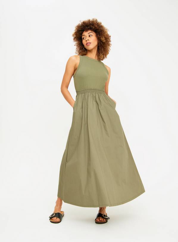 Khaki Midaxi Poplin Dress 8