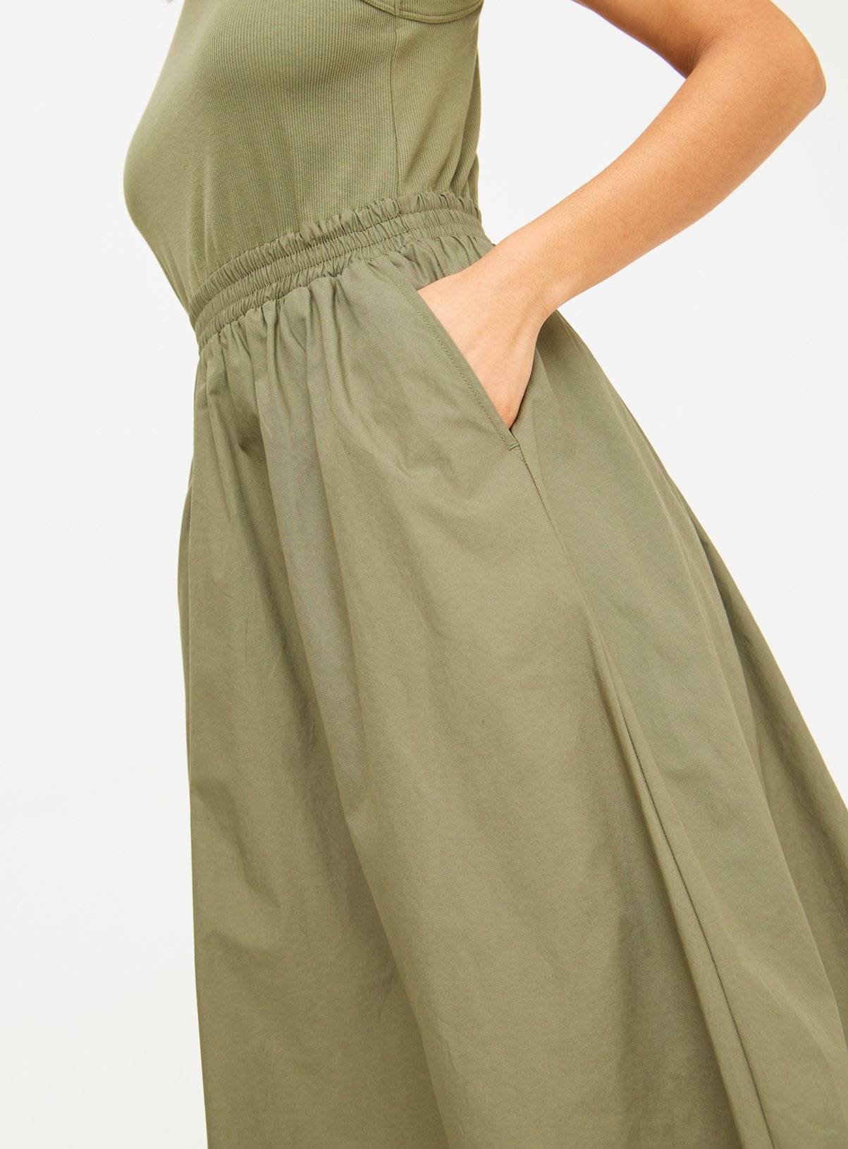Khaki Midaxi Poplin Dress 8 - Image 3 thumbnail
