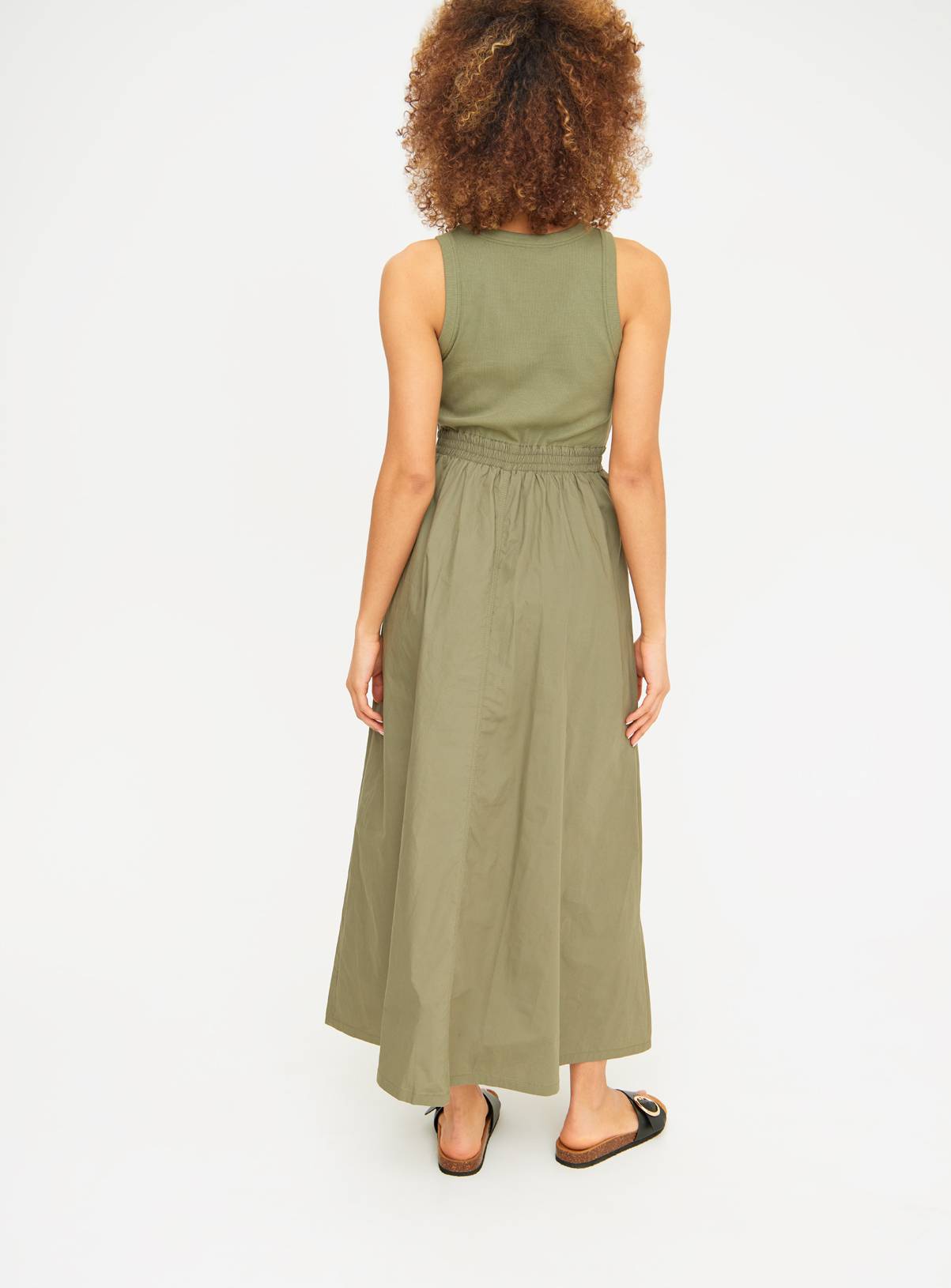 Khaki Midaxi Poplin Dress 8 - Image 4