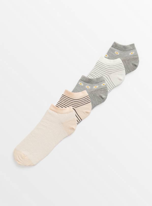 Daisy Mesh Trainer Socks 5 Pack 4-8