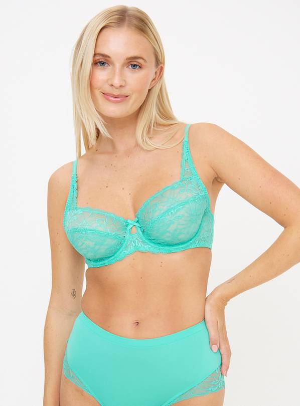 Turquoise Fleur Lace Underwired Bra 42B