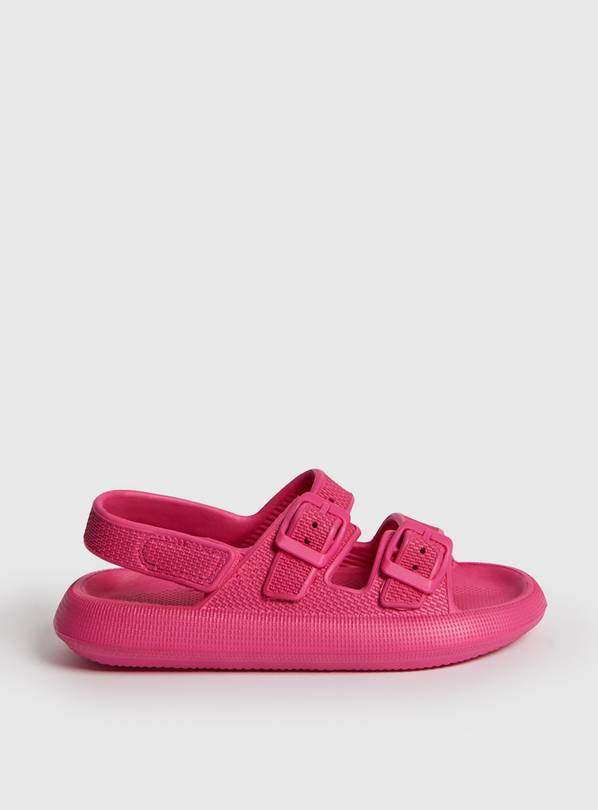 Bright Pink Buckle Sliders With Ankle Strap 9 Infant