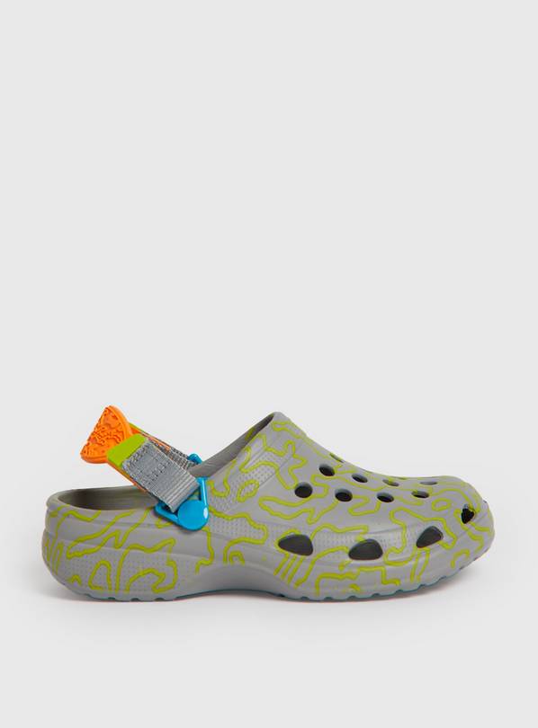 Grey Camo Clogs With Technical Ankle Strap 6-7 Infant