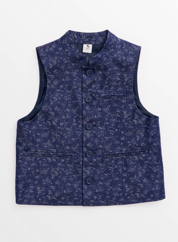 Eid Navy Printed Waistcoat 10 years