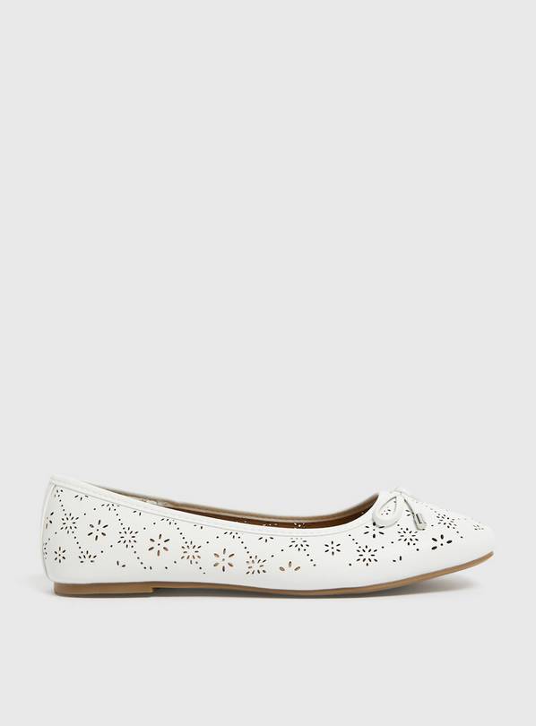 White Laser Cut Ballerina Pump 6