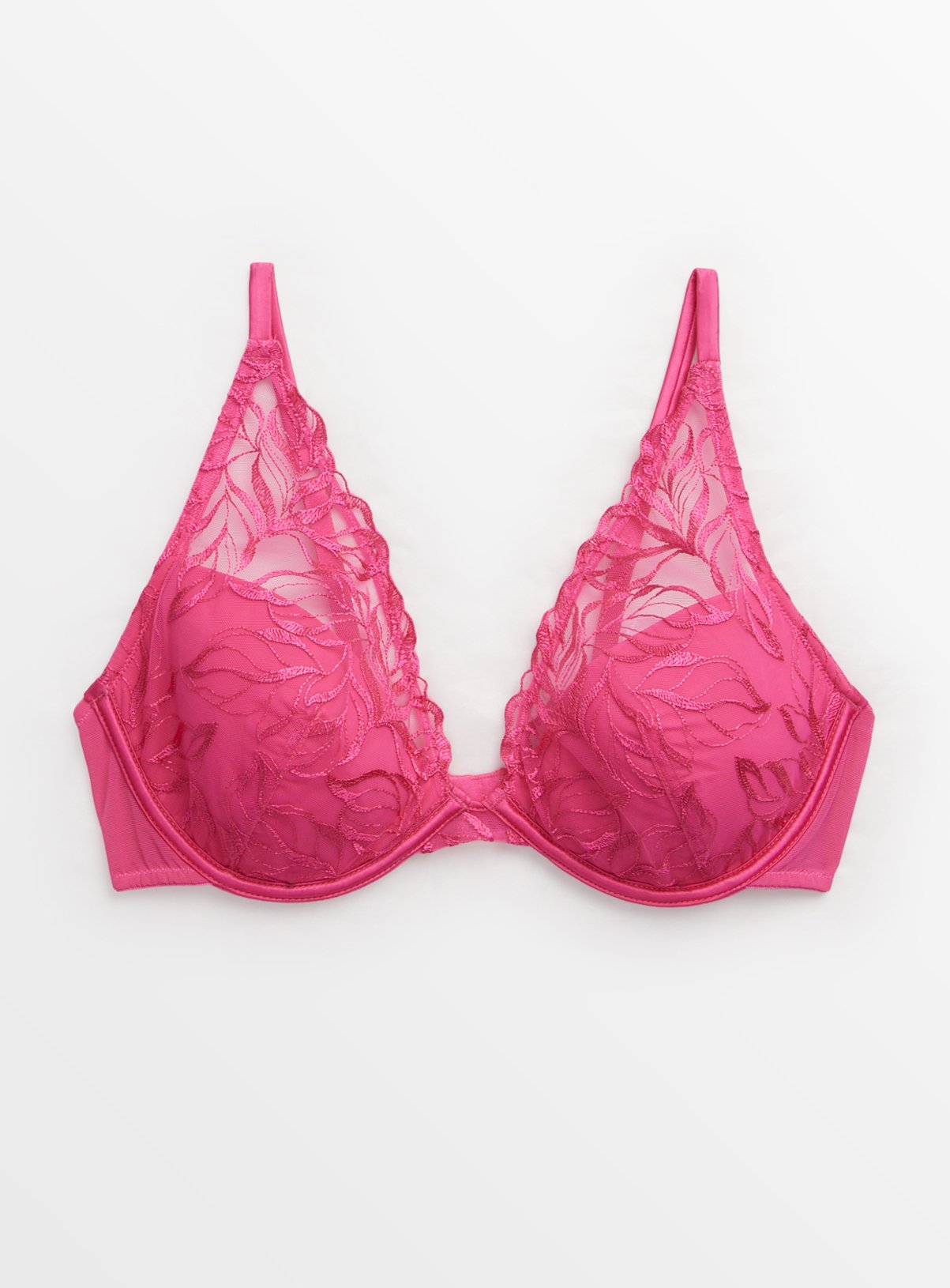 Magenta Lace Padded Plunge Underwired Bra 40DD - Image 2 thumbnail