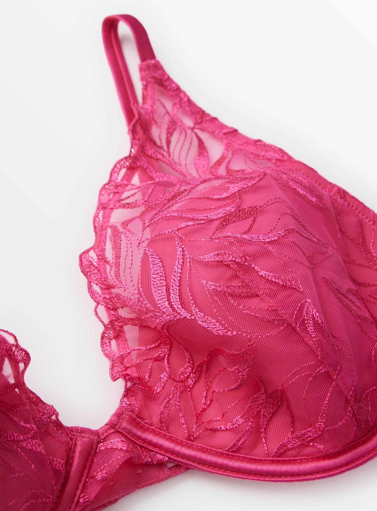 Magenta Lace Padded Plunge Underwired Bra 40DD - Image 3