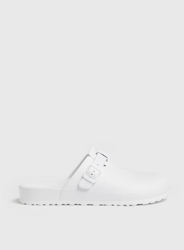 White Closed Toe Clogs 6