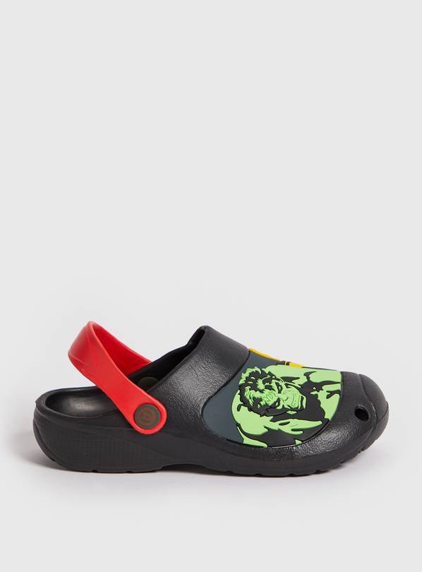 Marvel Hulk Black Clogs With Ankle Strap 8-9 Infant